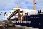 ID 153 SANTA REGINA (1985/13358grt/IMO 8314562. Renamed NUSA PUTERA in 2016), operated across Cook Strait by Strait Shipping, New Zealand, in drydock at the VT Fitzroy drydock in Auckland, NZ.